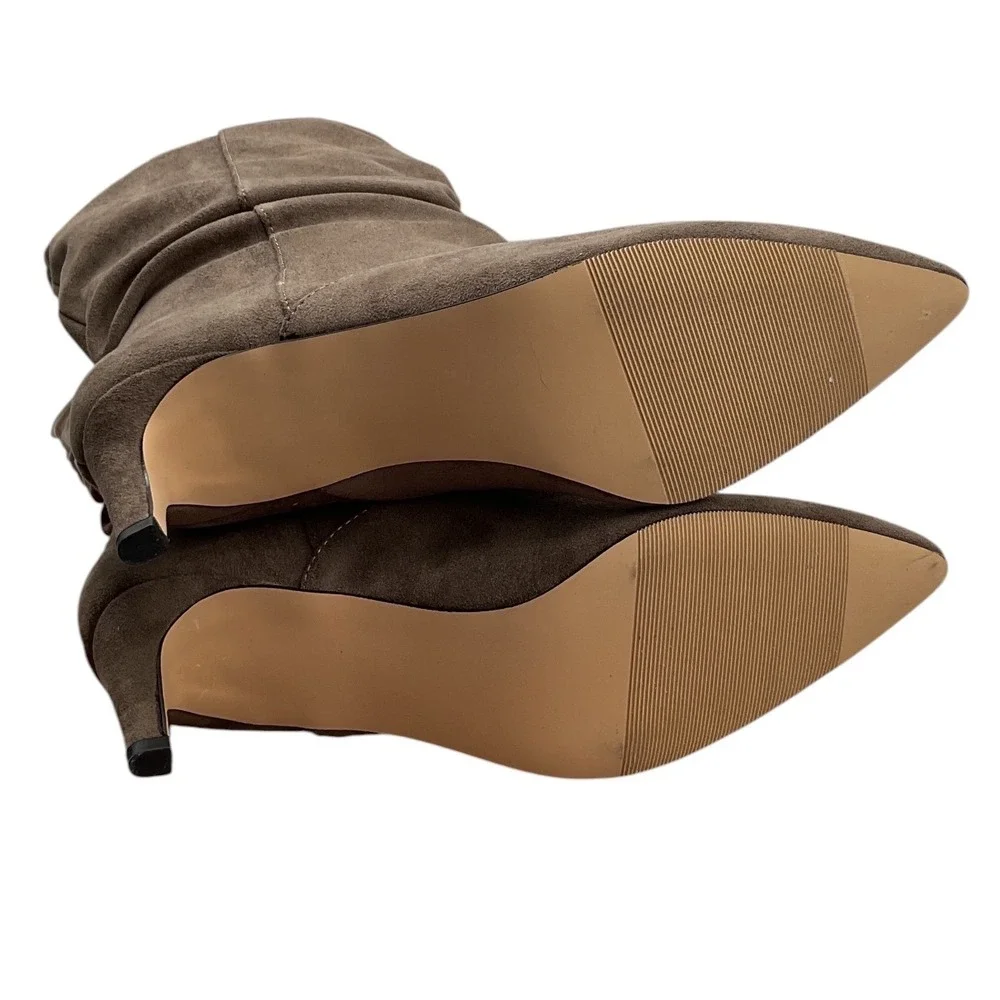 Madden girl Taupe Faux Suede Slouchy Over The Knee Pointed Toe Stiletto Boots